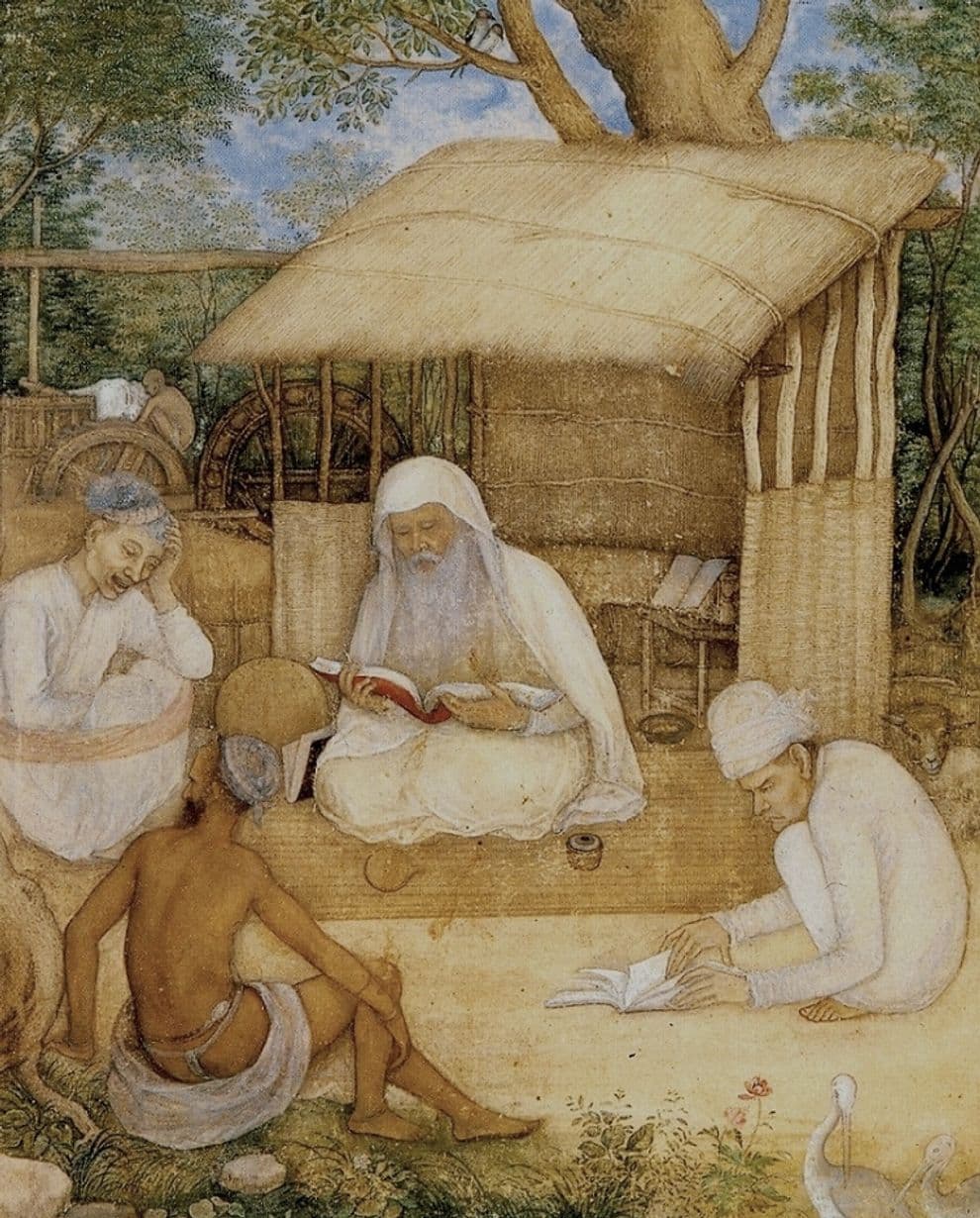 Mughal miniature: an astrologer with holy men, ascribed to Govardhan, ca. 1650
