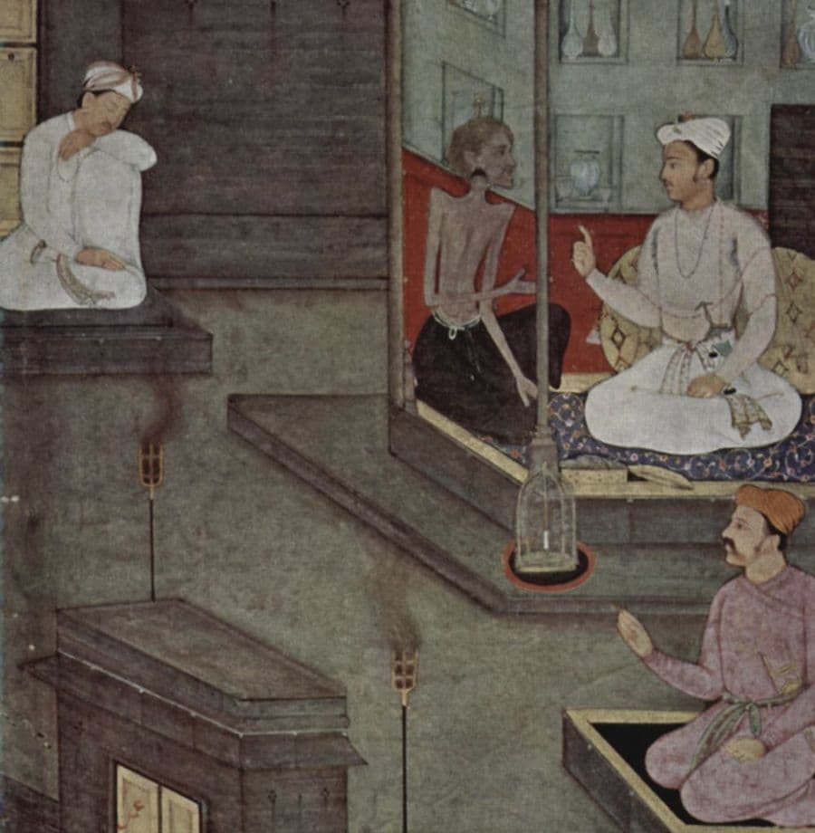 Miniature painting of a sage in contemplation (Jog Vashisht manuscript)